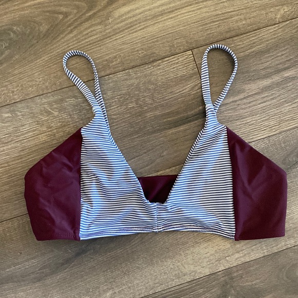 Seea Other - Seea. Vega bikini top. Size large. Burgundy, blue and white stripe.